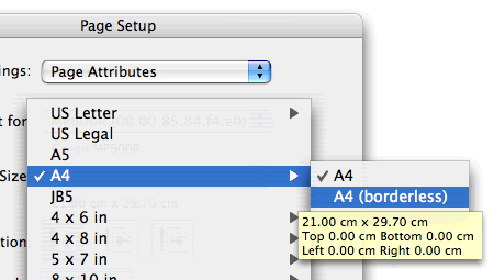 As a result you can change the paper to borderless A4…