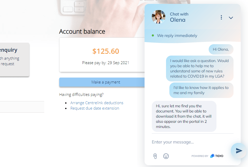 Tenant portal - chat