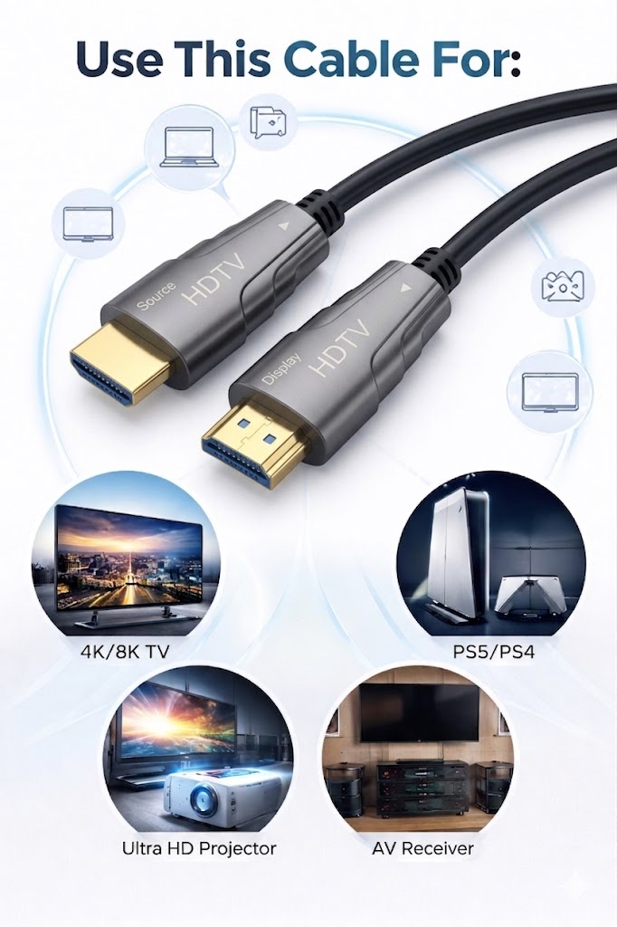 Fiber Active Optical Cable | 50 Meter High-Speed HDMI 2.0 for 4K & 8K UHD Ultra HD Performance Technotech Technologies