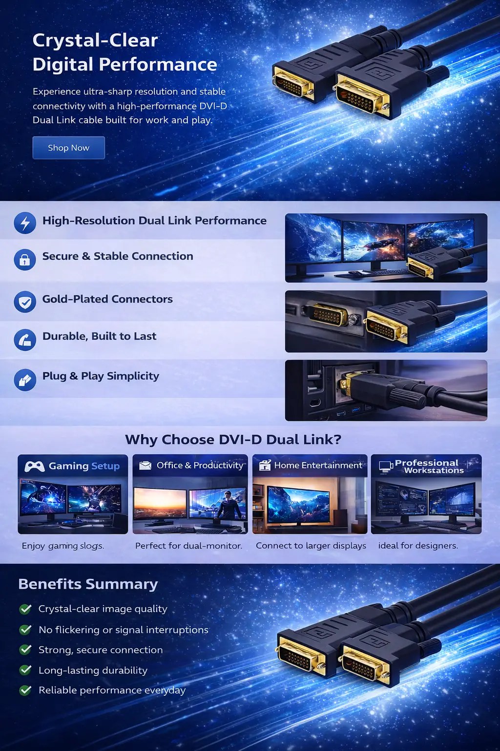DVI Male to DVI Male (24+1) 5 MTR Cable Technotech Technologies