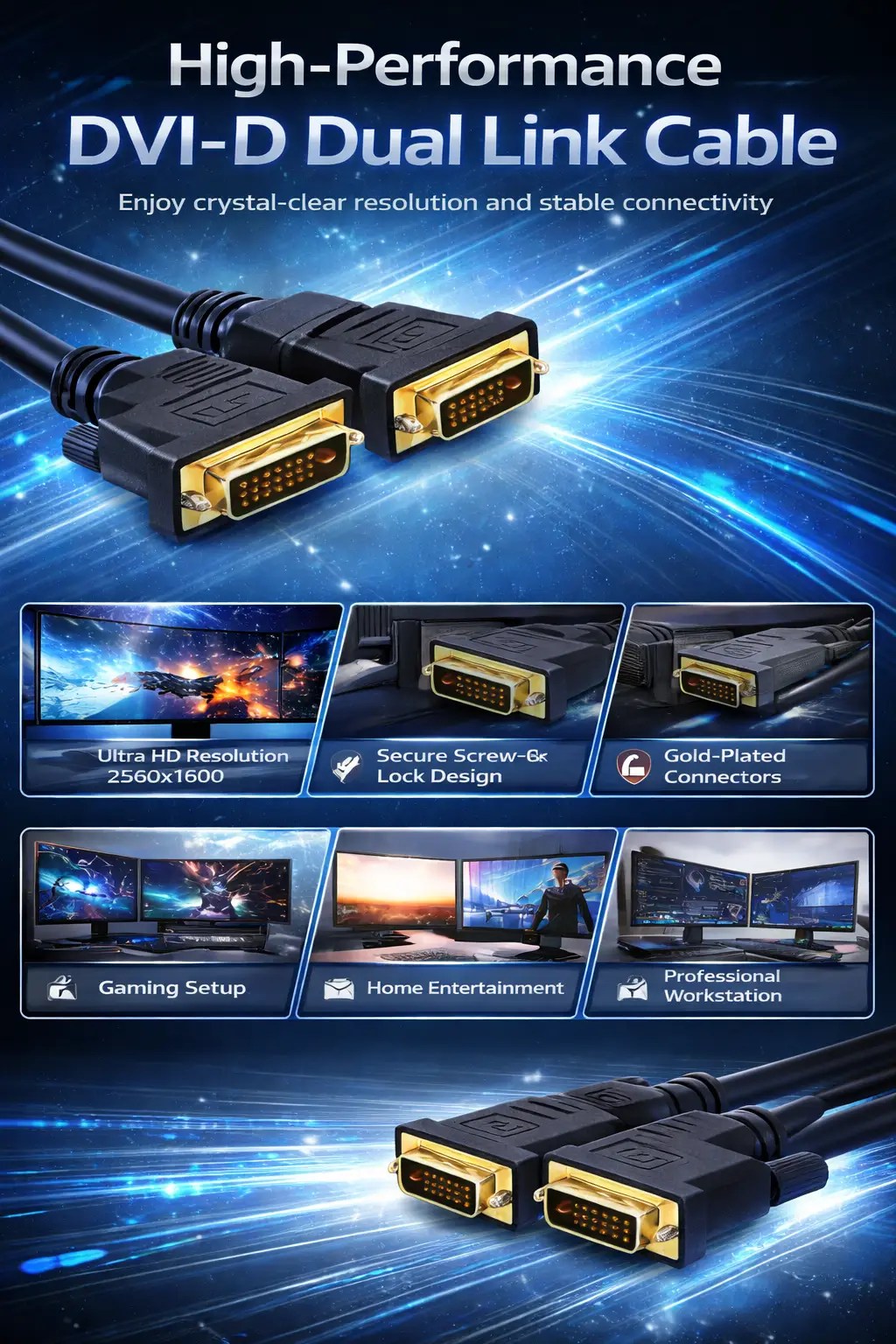 DVI Male to DVI Male (24+1) 5 MTR Cable Technotech Technologies