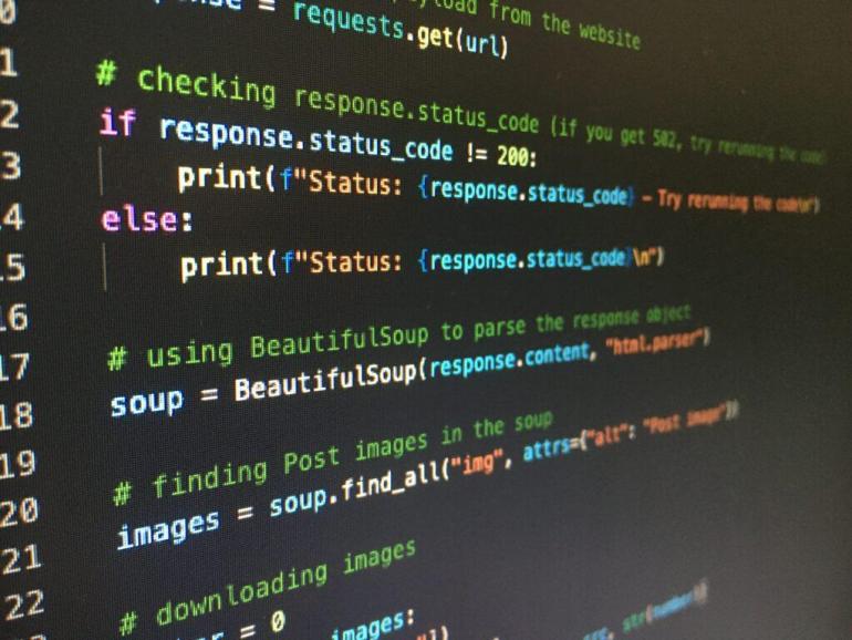 Python code block that shows commenting features and if/else functions.