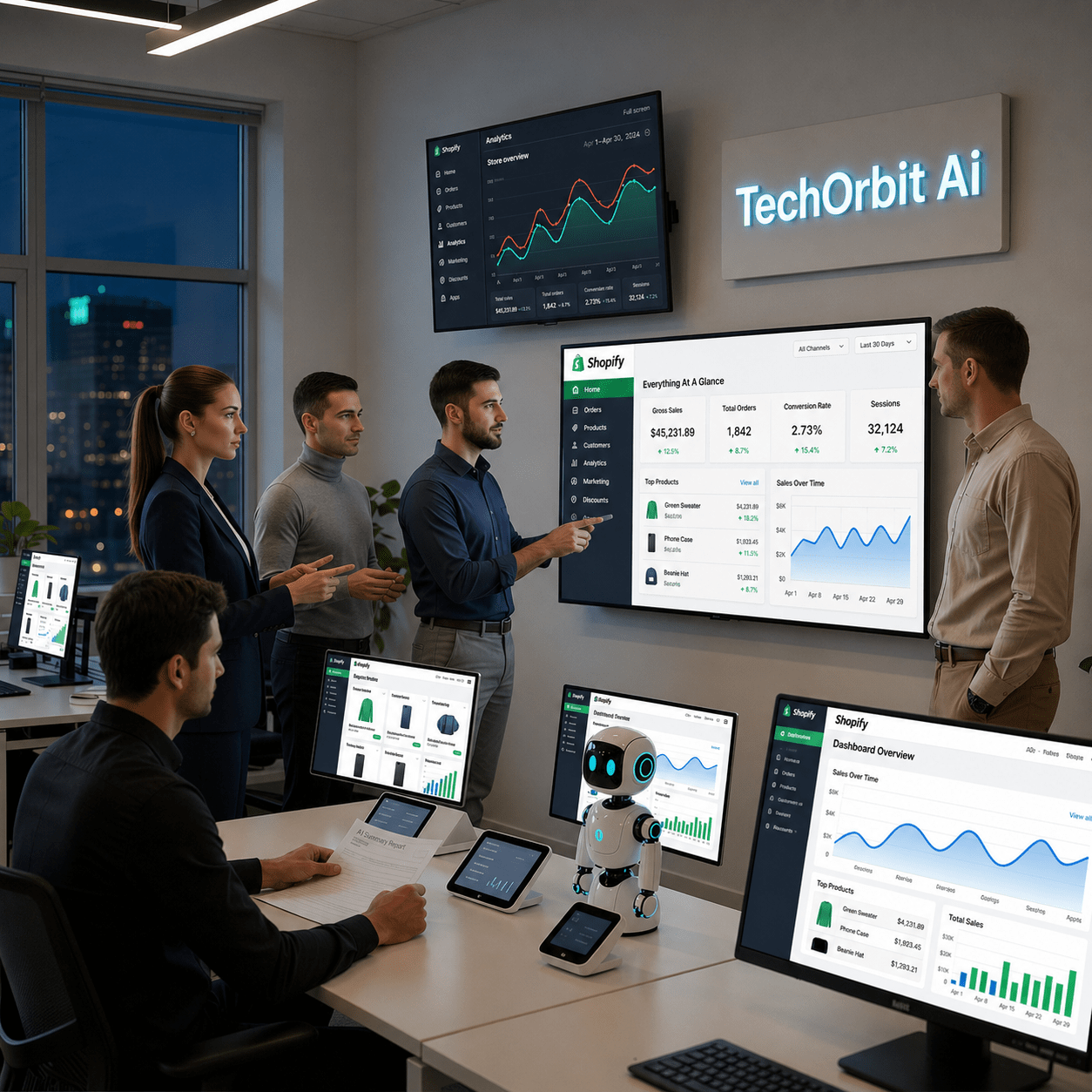 TechOrbit AI team presenting Shopify eCommerce analytics