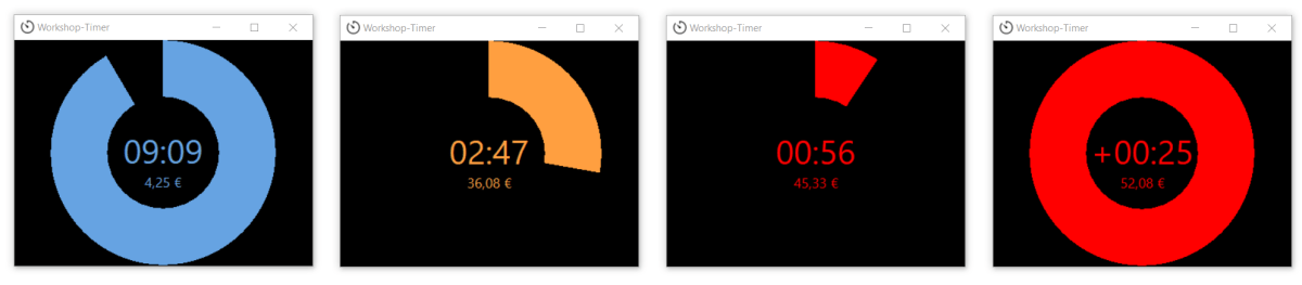 Farbzustände des Besprechungszeit Timers