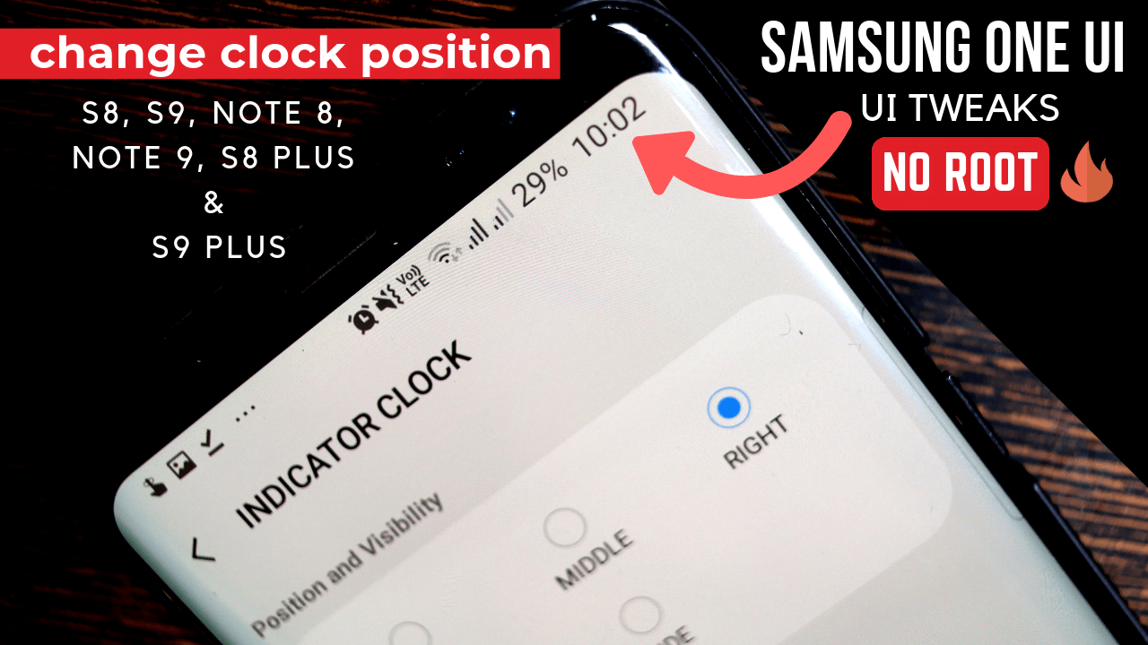 Change Clock position in Samsung One UI to Right No Root and without PC