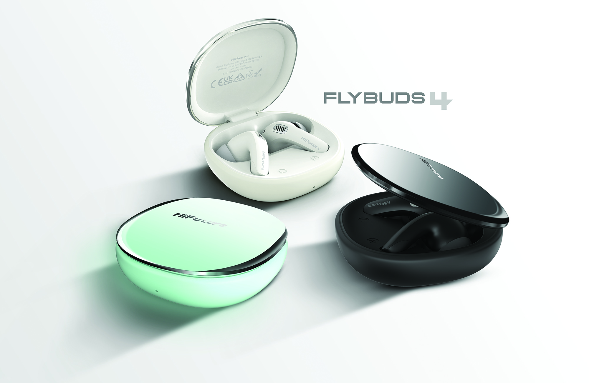 Flybuds4 Wireless Earbuds -  Stereo Bass Earphones, LED Display Charging Case, for Android iOS