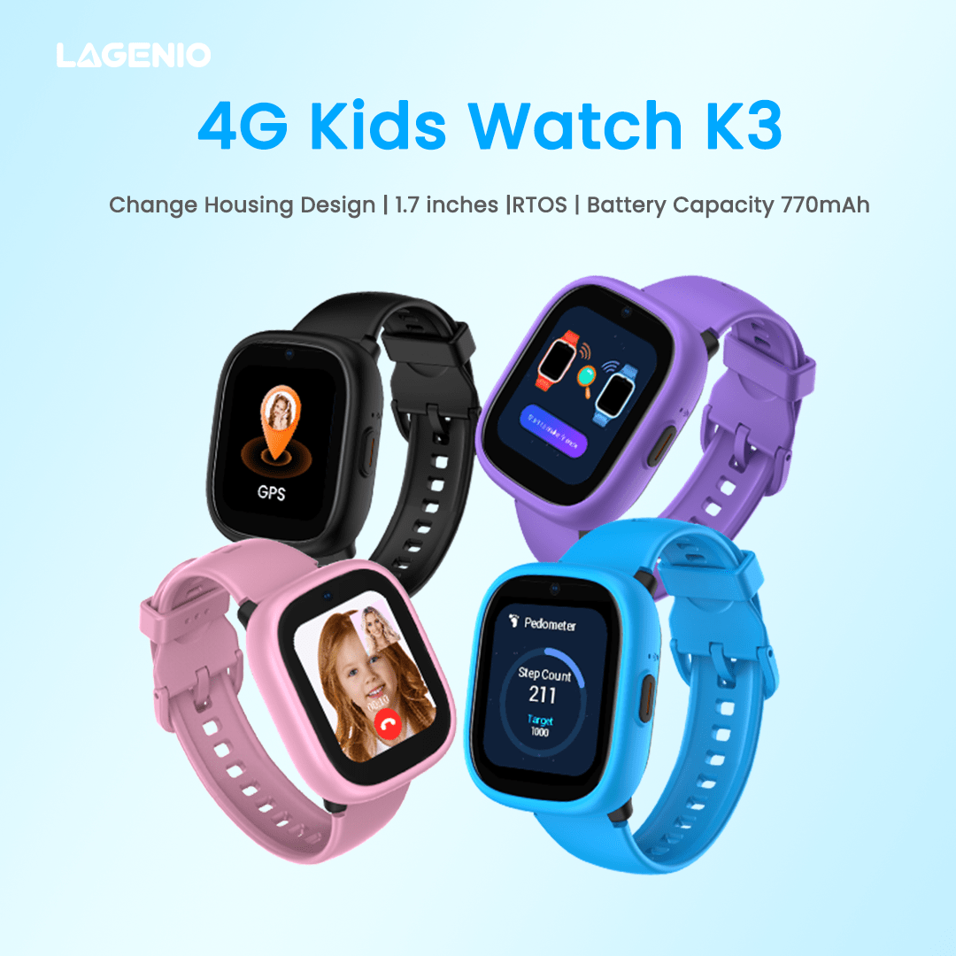 Lagenio K3 4G Kids Smartwatch - GPS, SOS, Video Call, Waterproof IP68, Class Mode, Age 4-15