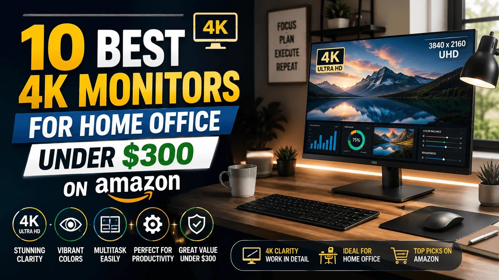 10 Best 4K Monitors for Home Office Under $300 on Amazon