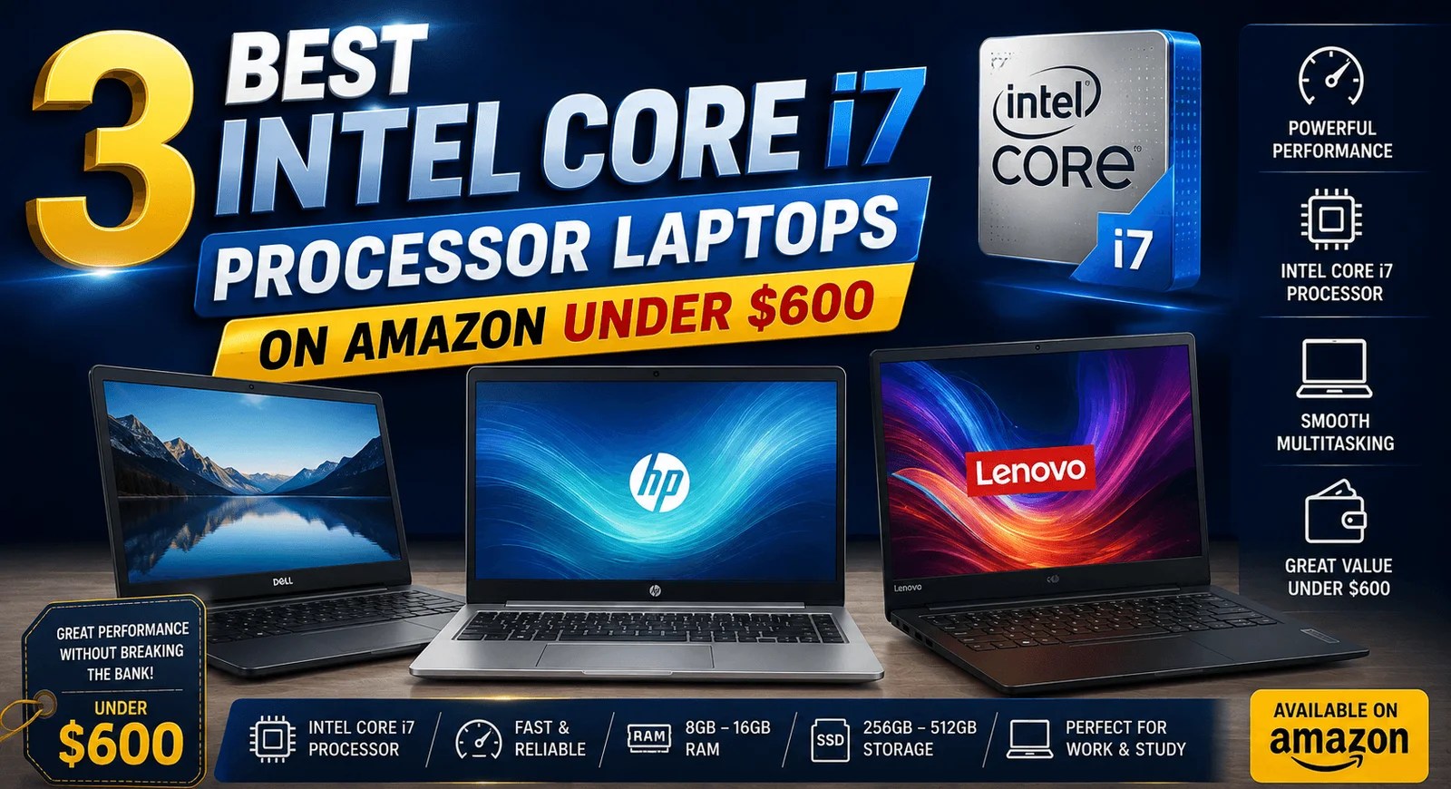 3 Best Intel Core i7 Processor Laptops on Amazon Under $600