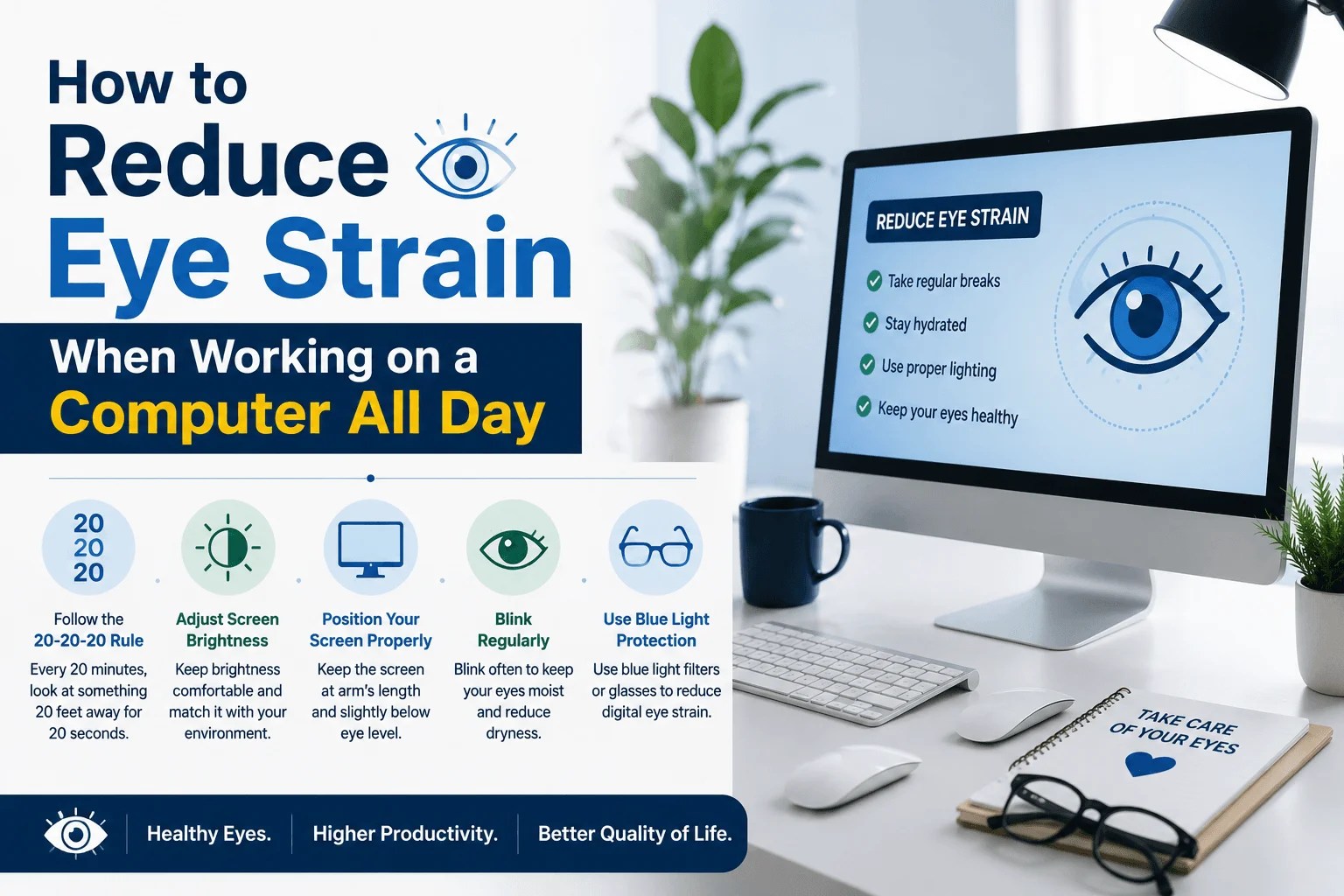 How to Reduce Eye Strain When Working on a Computer All Day