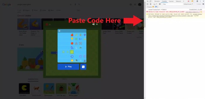 Google Snake Game Hack: Unlock All & Custom Modes 4 google snake game hack paste code