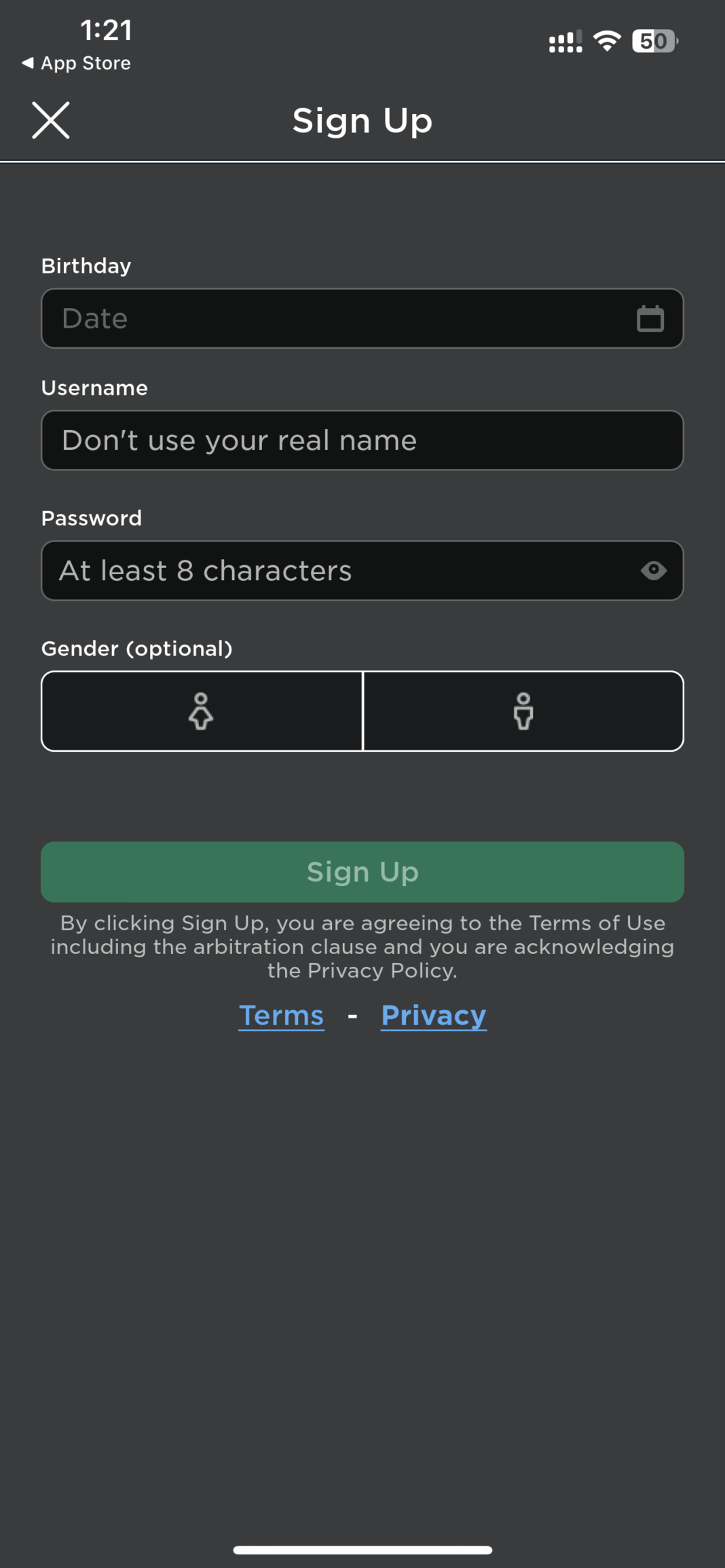 Roblox Login How To Create A New Account Roblox IOS App SignUp 1068x2311 