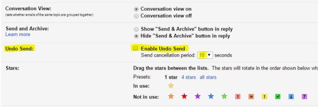 Undo Setting Gmail
