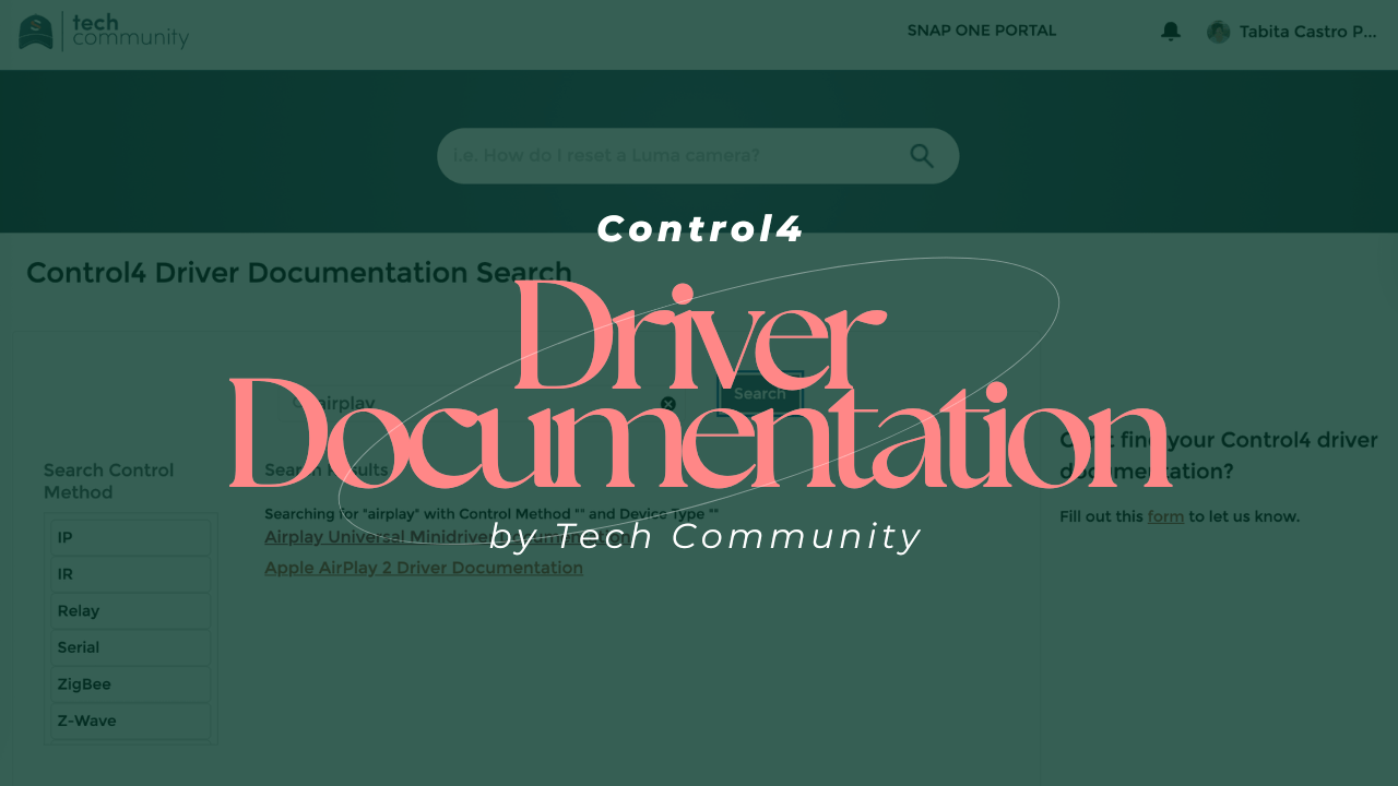 Control4 Driver Documentation Search