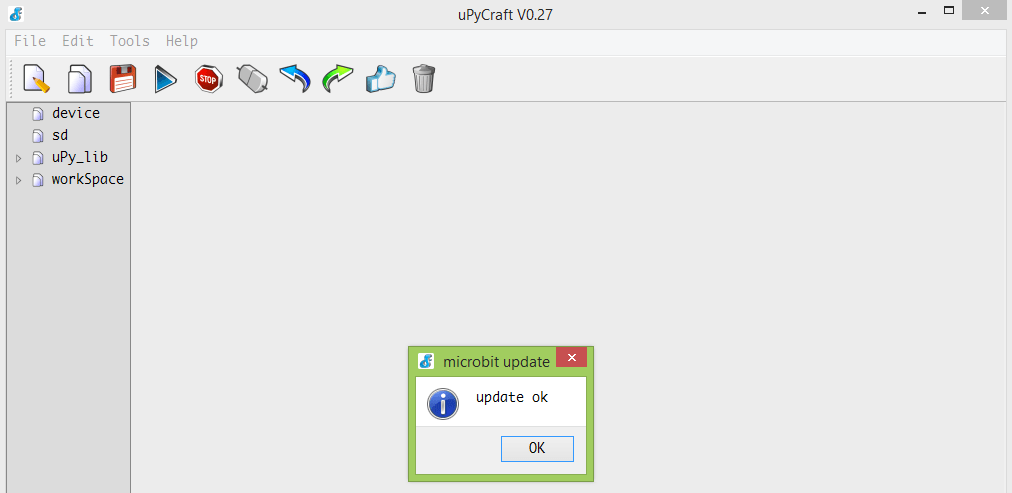 microbit uPyCraft MicroPython flash ok message.png