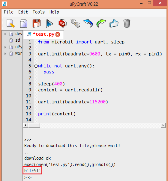 Microbit uPython Receiving data from serial port techtutorialsx