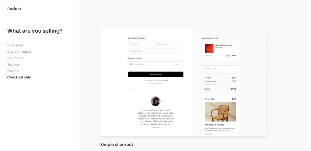 Flodesk vs Convertkit: Checkout | monetization
