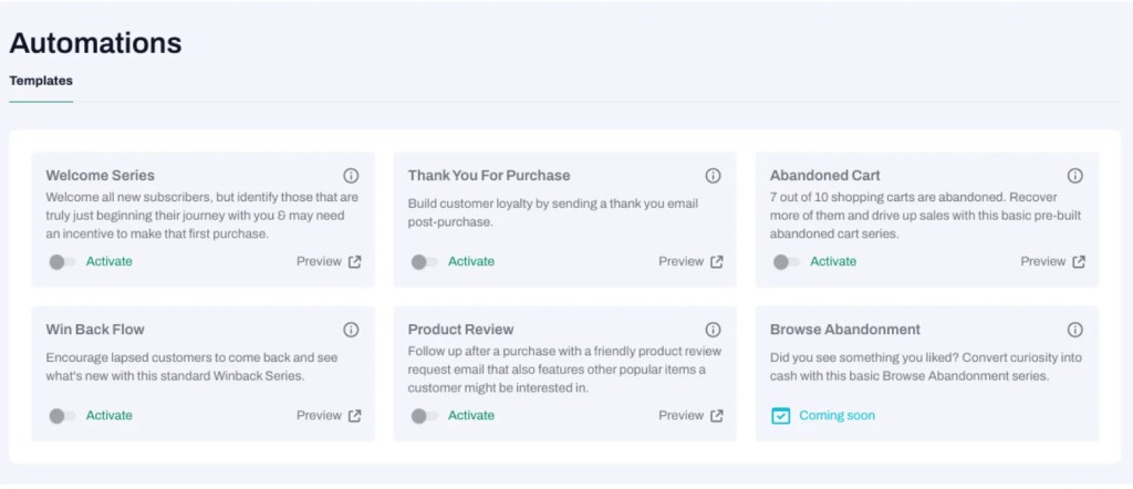 Convertkit vs tinyEmail: tinyEmail Automation