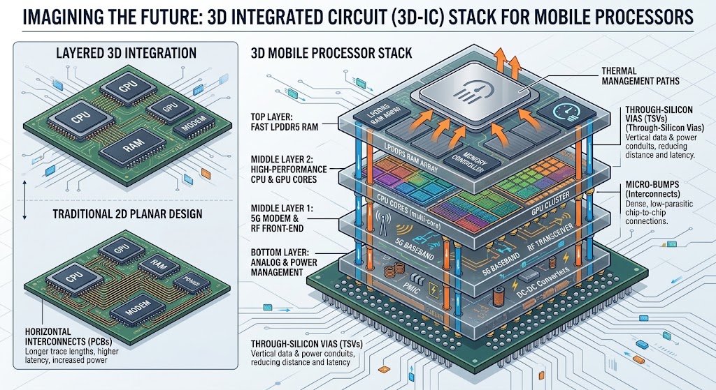 Instead of placing all elements of the processor, namely Wi-Fi, Main Processor, and GPU processor horizontally, Huawei is rumored to be placing all of the circuits vertically, aka 3D, which the company calls as per the 'Tau Scaling Law', with improved transistor density of 55.3%, whereas chip size is reduced by 33% while increasing the performance by 43%.