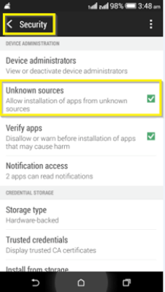  Unknown source and click on Enable