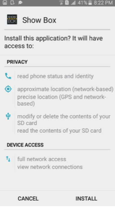 Showbox Apk install