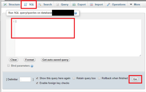 phpMyAdmin Query Box phpMyAdmin Query Box