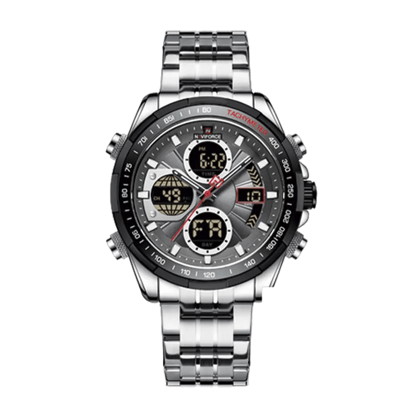 Relógio Militar NF 9197 Prateado - NAVIFORCE