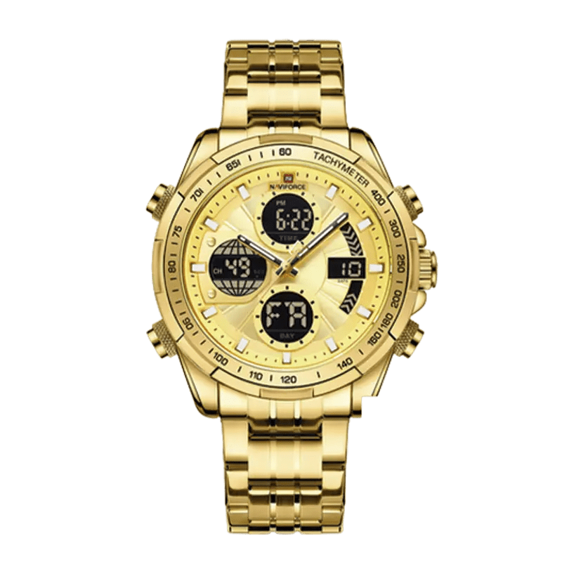 Relógio Militar NF 9197 Dourado - NAVIFORCE