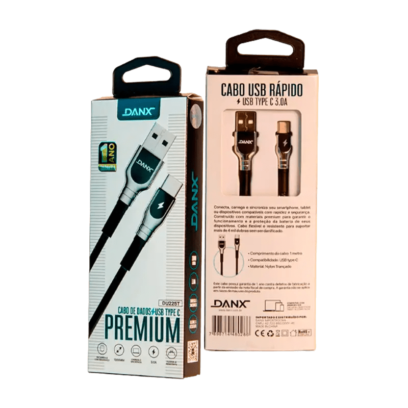 Cabo Tipo C Premium 3A 1M DU 225T - DANX