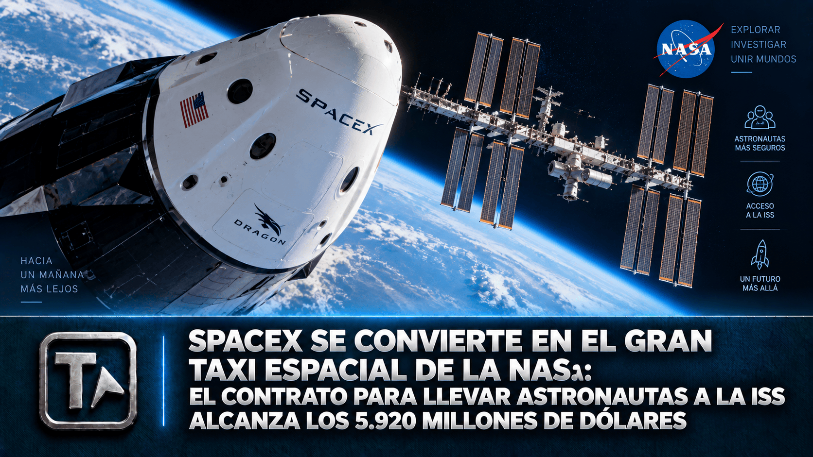 SpaceX se convierte en el gran taxi espacial de la NASA: el contrato para llevar astronautas a la ISS alcanza los 5.920 millones de dólares
