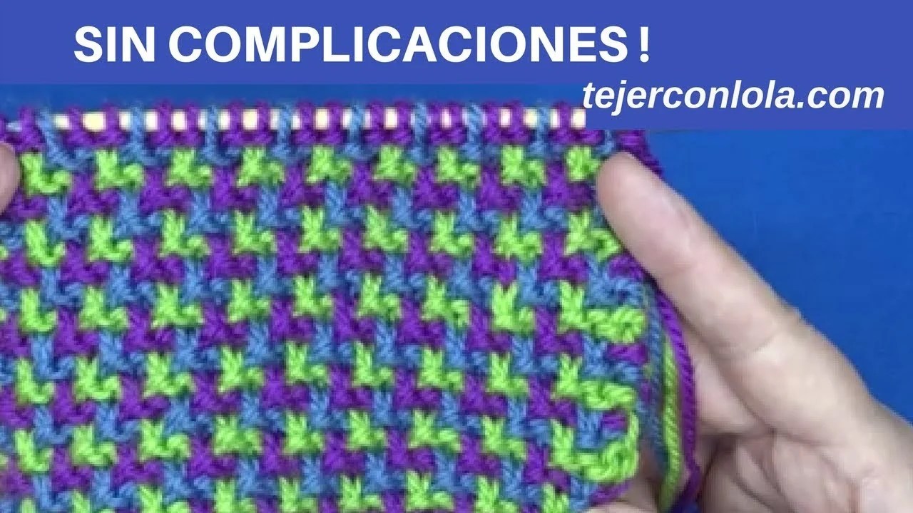 PUNTO A DOS AGUJAS EN TRES COLORES