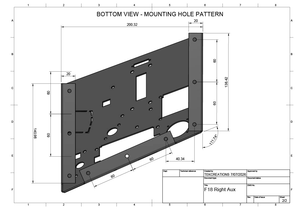 TekFrame F18 Right Aux Panel | Hornet Simpit Frame
