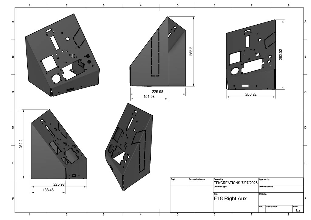 TekFrame F18 Right Aux Panel | Hornet Simpit Frame