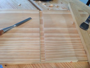 Chiseling out the waste.