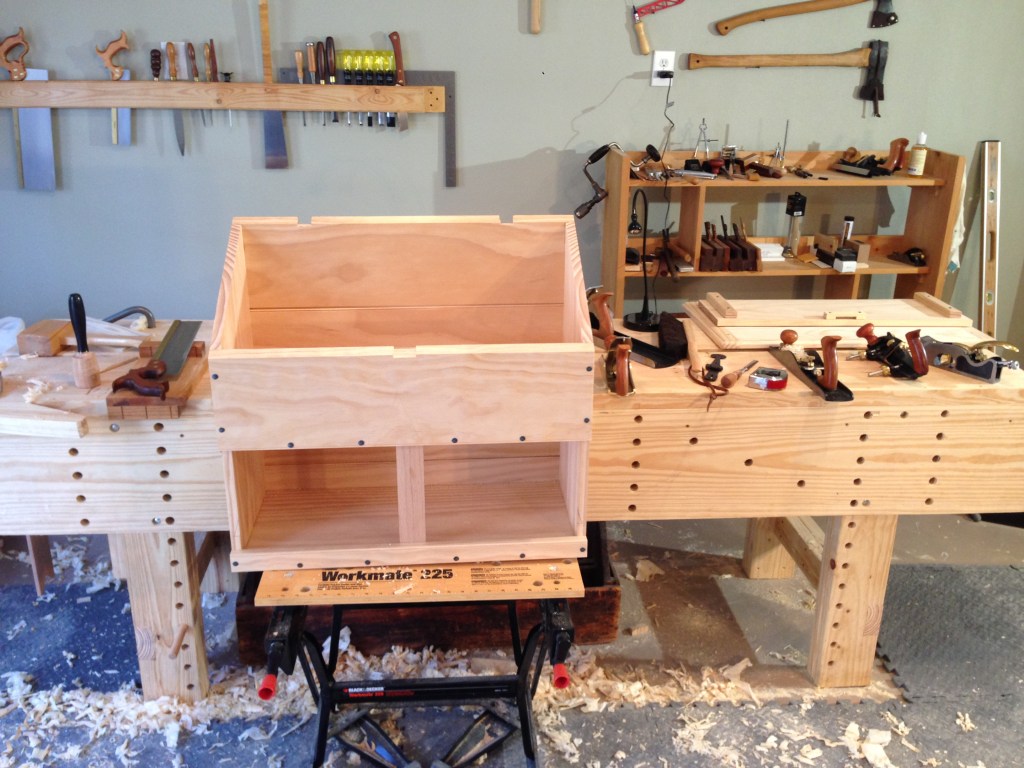 The mortises for the hinges and hasp of the chest all cut. Just awaiting the lid now.