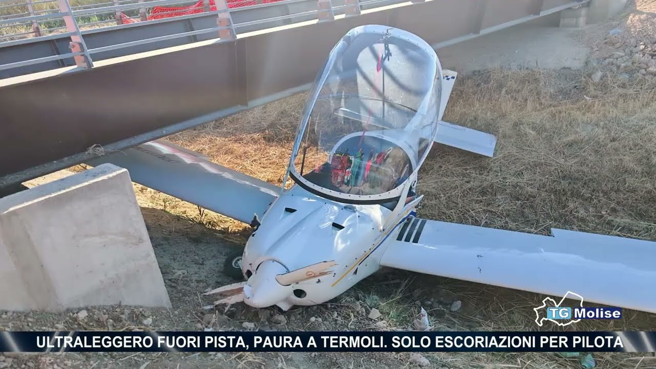 Ultraleggero fuori pista, paura a Termoli. Solo escoriazioni per pilota
