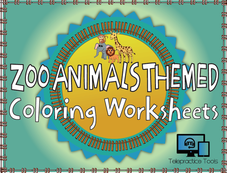 zoo animals themed coloring worksheets telepractice tools