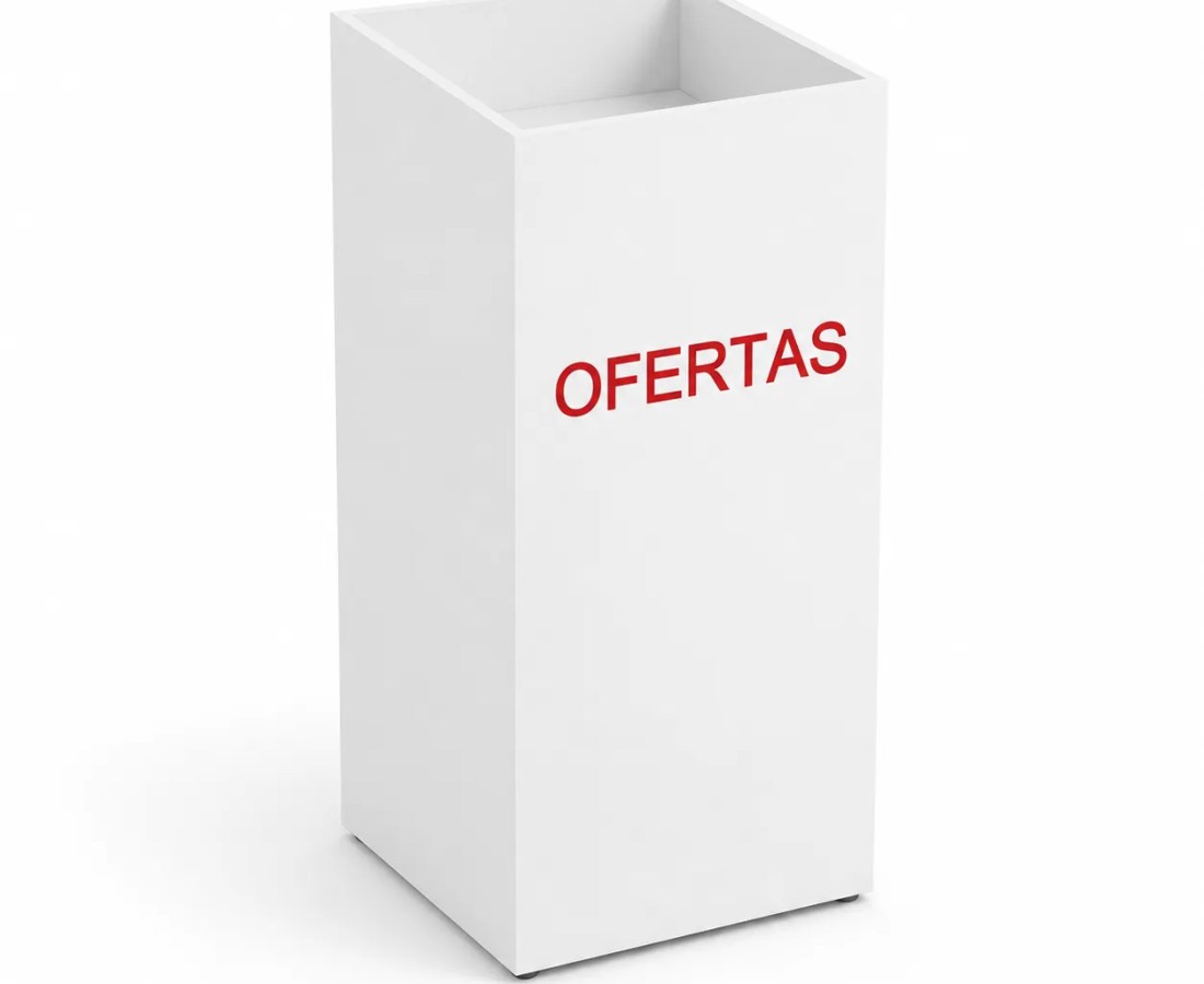 Cestos de ofertas para farmácias em MDF para promoções, campanhas e produtos de giro TEMPERCOM