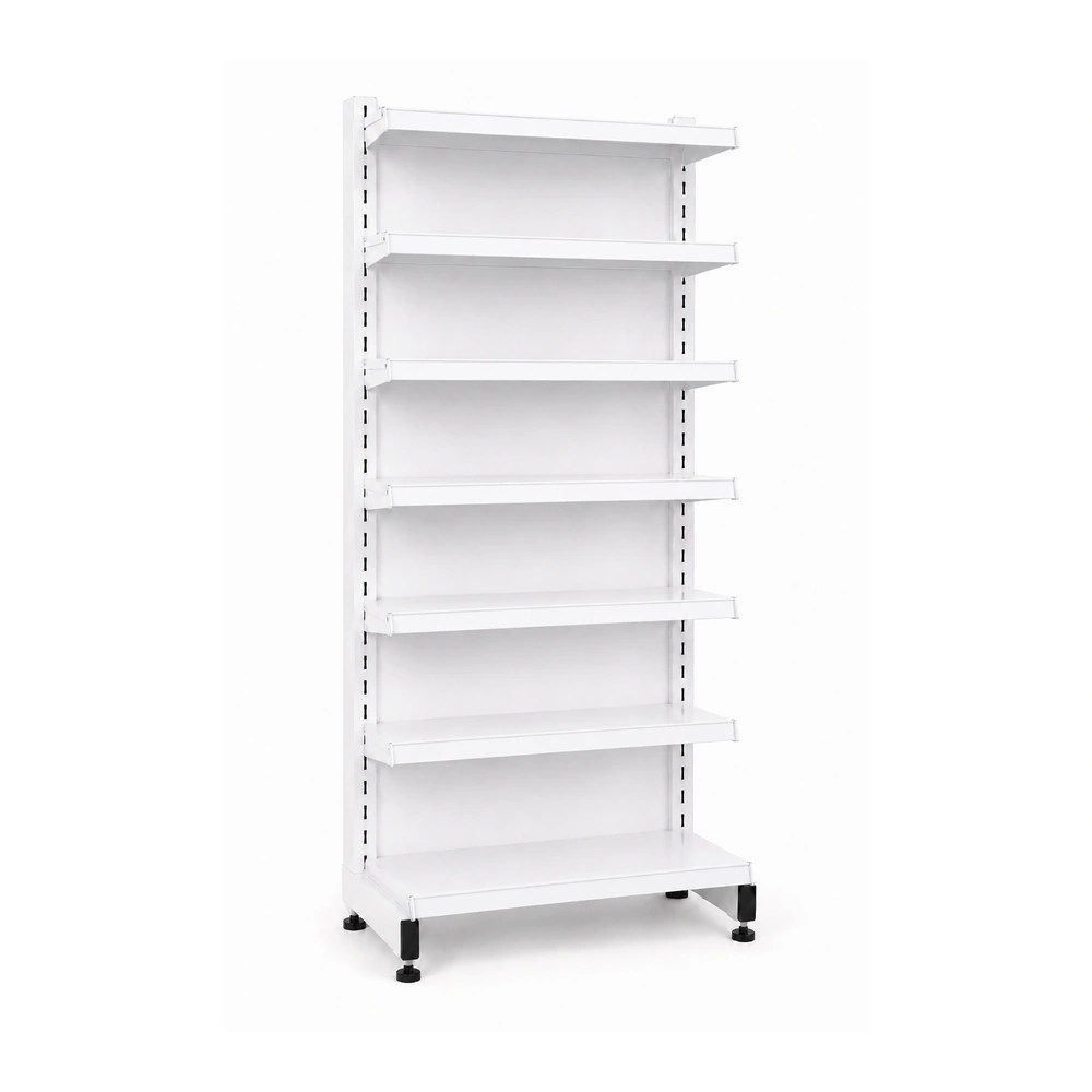 Gôndola de Aço para Farmácia 220 x 60 x 25 cm, 8 Prateleiras, Medicamentos, Branco — Módulo Inicial – Branco/Branco
