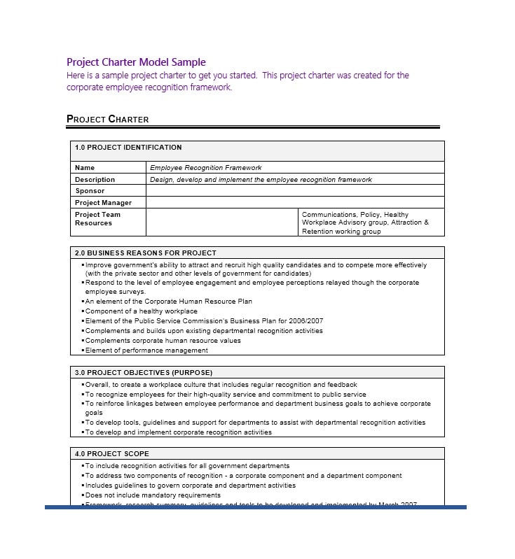40 Project Charter Templates Samples Excel Word Templatearchive