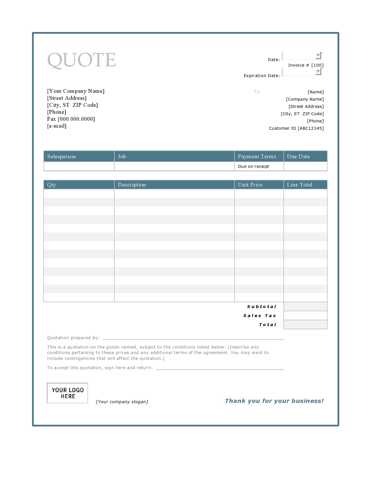 30 Best Quotation Templates Doc Xls Pdf Templatearchive