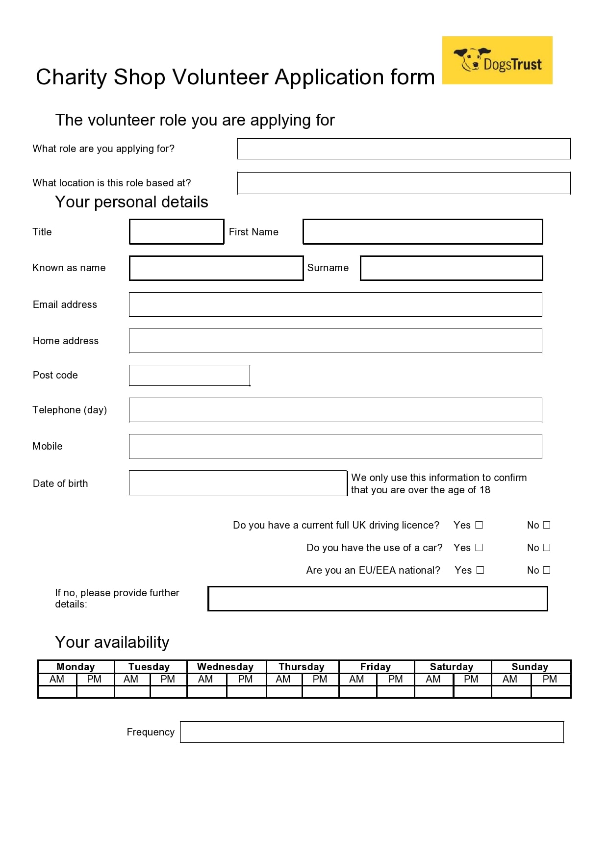 Child Registration Form Template