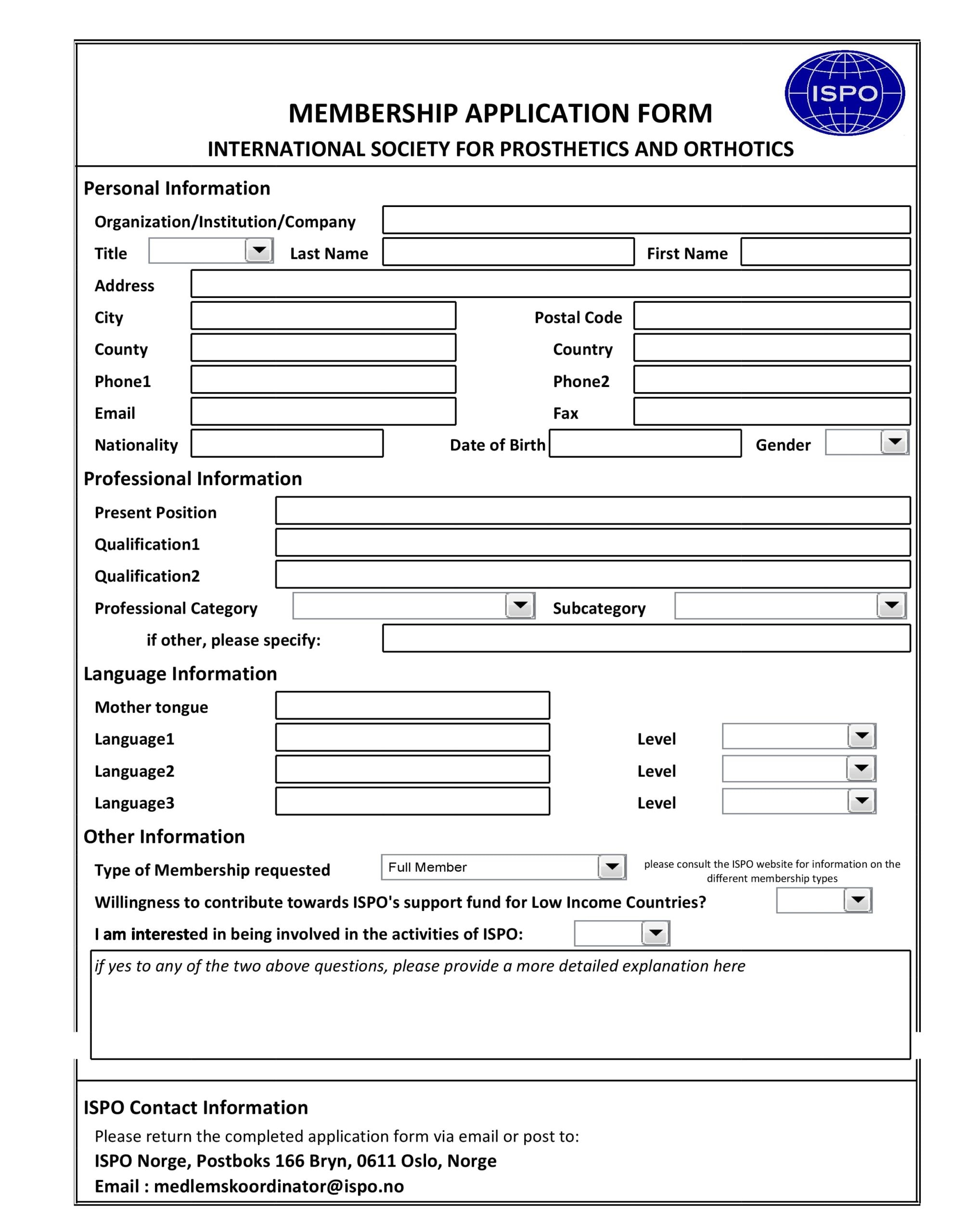 Application For Employment Template Word