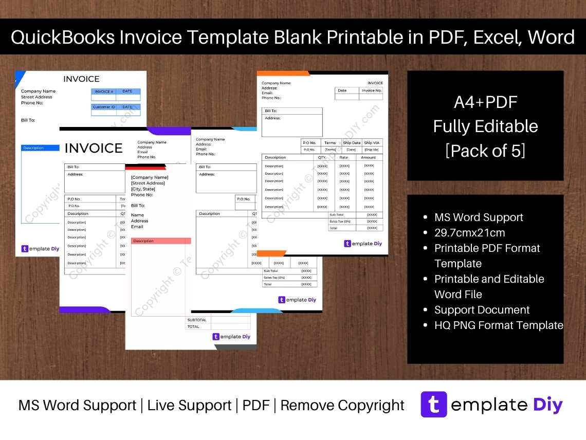 quickbooks invoice template blank printable in pdf excel word