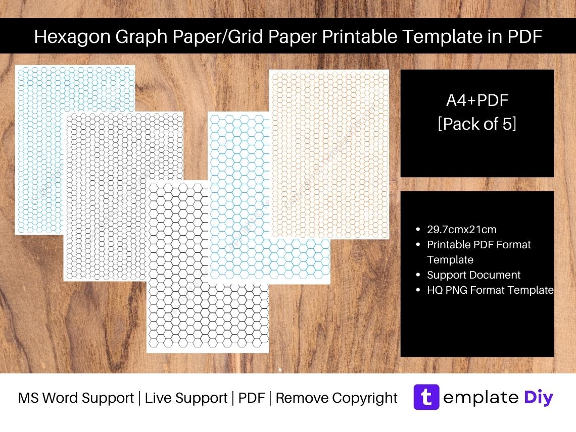 hexagon graph paper grid paper printable template in pdf