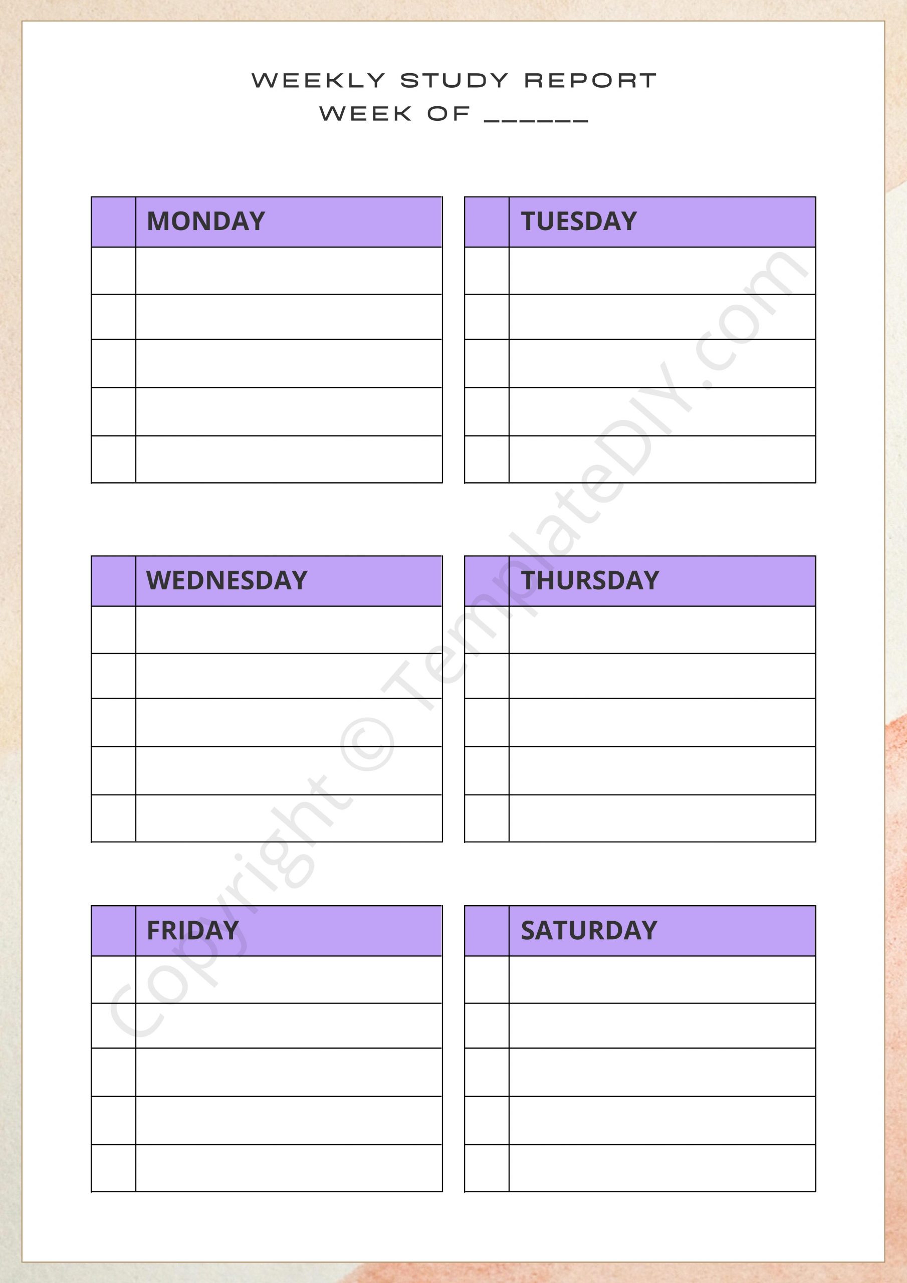 Weekly Report Template Blank Printable PDF, Word, Excel
