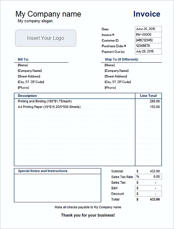 simple invoice template word