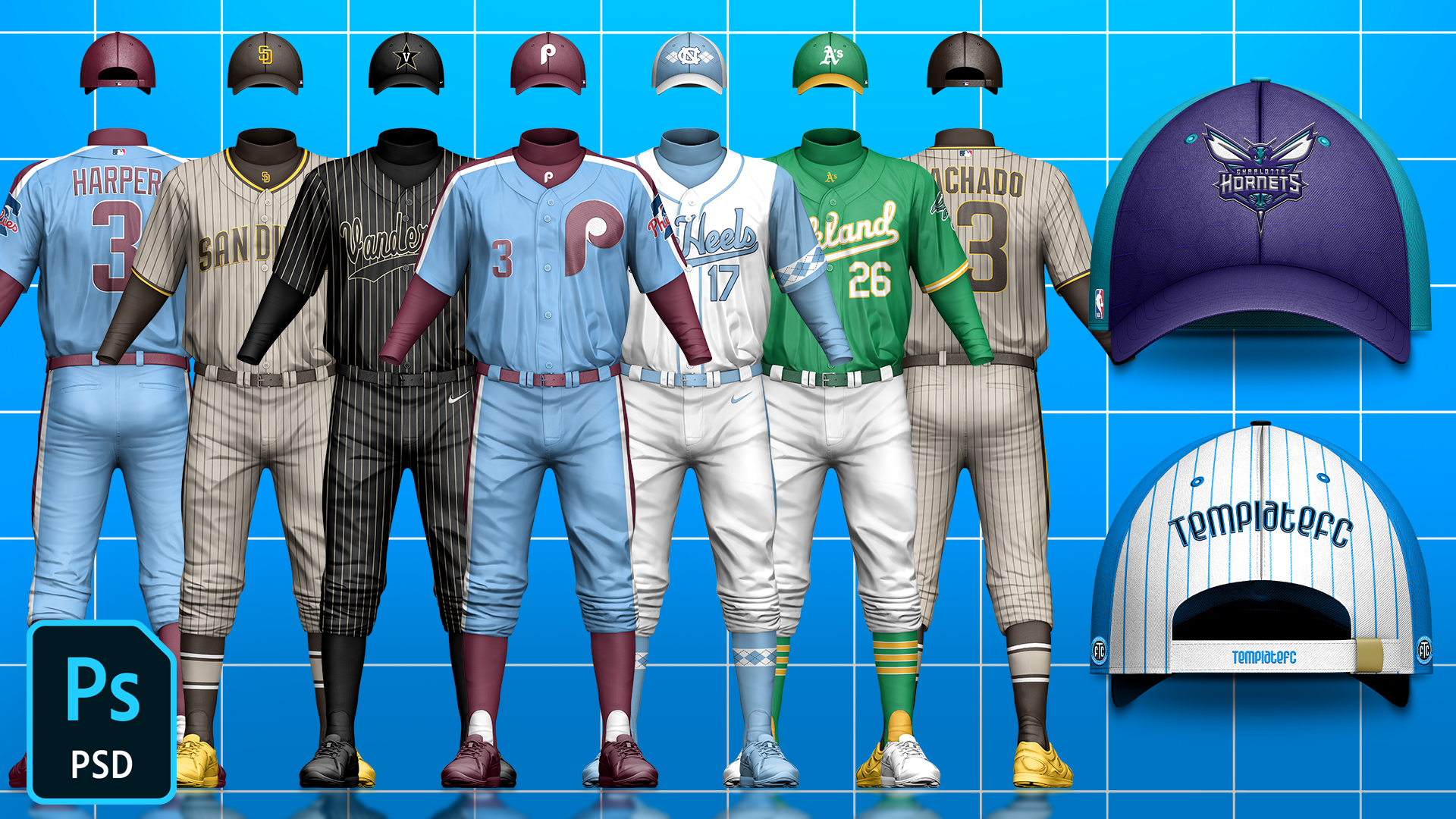 Sports jersey template for team uniforms and soccer t shirt design vector. Baseball Full Jersey Template Mock Ups Hat Template Mock Ups Template Fc