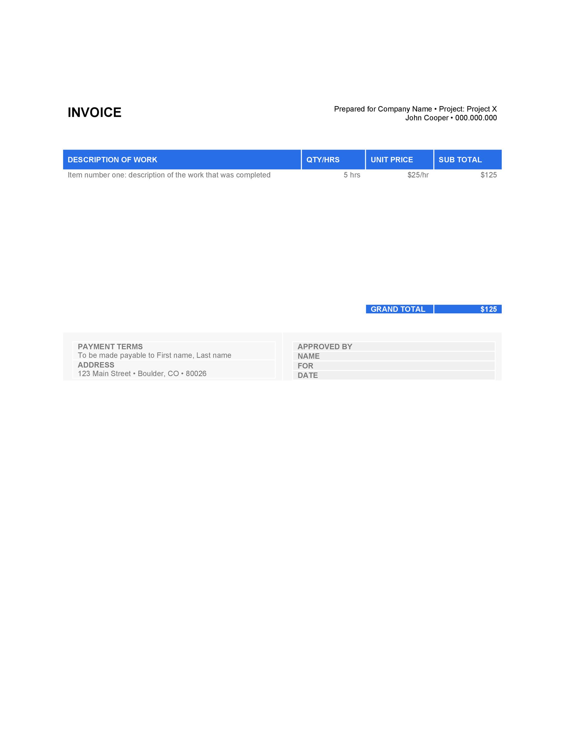 Sample Invoice For Services Rendered Template