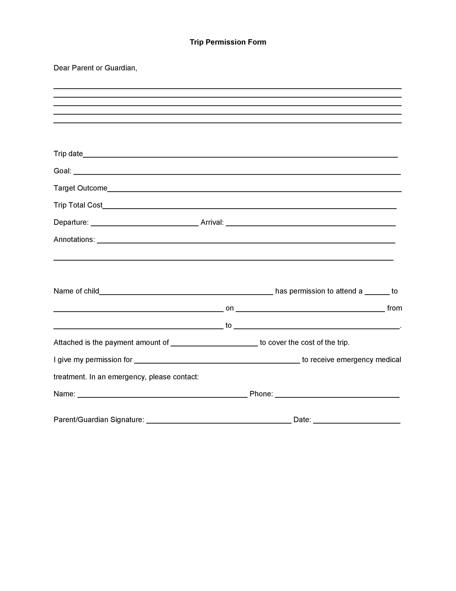 35 permission slip templates field trip forms